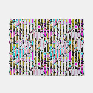 Abstract striped pattern stripes beige turquoise p fußmatte