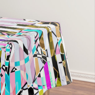 Abstract striped pattern stripes beige turquoise p tischdecke