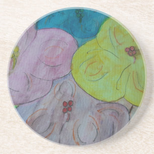 Abstract Summer Floral Sandstone Coaster Getränkeuntersetzer
