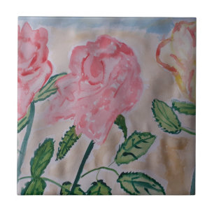 Abstract Summer Roses Ceramic Tile Fliese