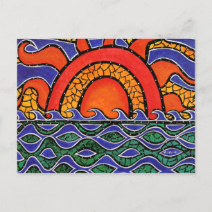 Abstract Sunset Colorful Art Postcard Postkarte