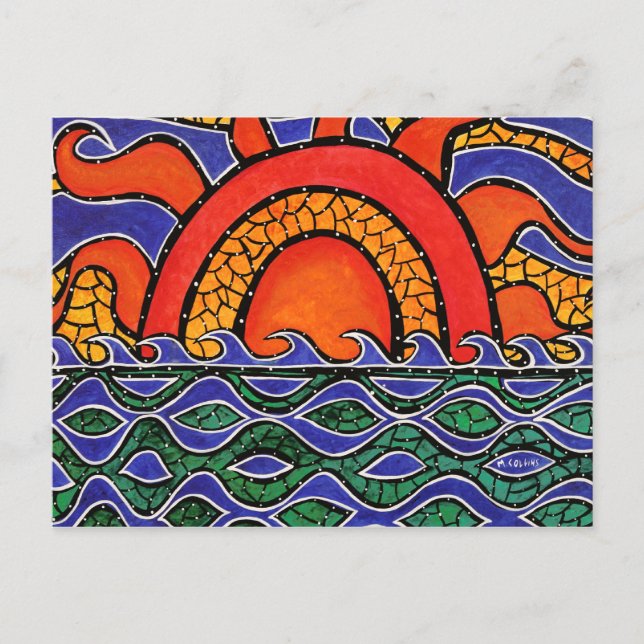 Abstract Sunset Colorful Art Postcard Postkarte (Vorderseite)