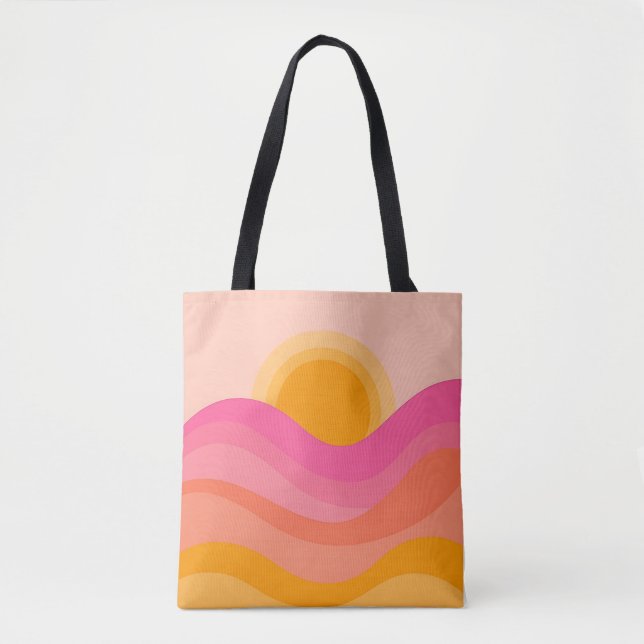 Abstract Sunset Tote Bag | Pastel Wave (Vorderseite)