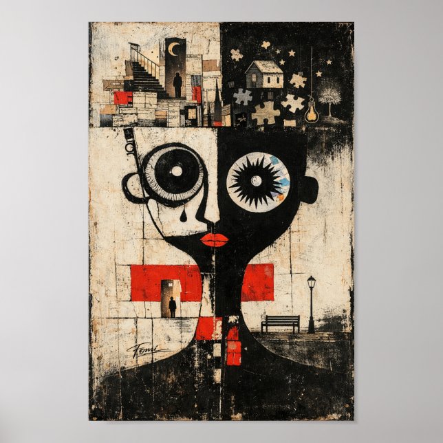 Abstract Surreal Mindscape wall art Portrait Poster (Vorne)