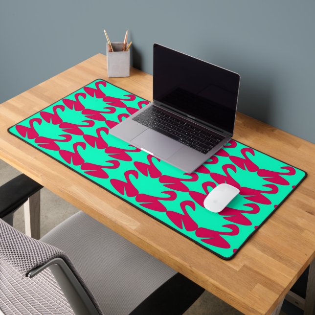 Abstract Swan Teal and Pink Mouse Pad Schreibtischunterlage (Büro 2)