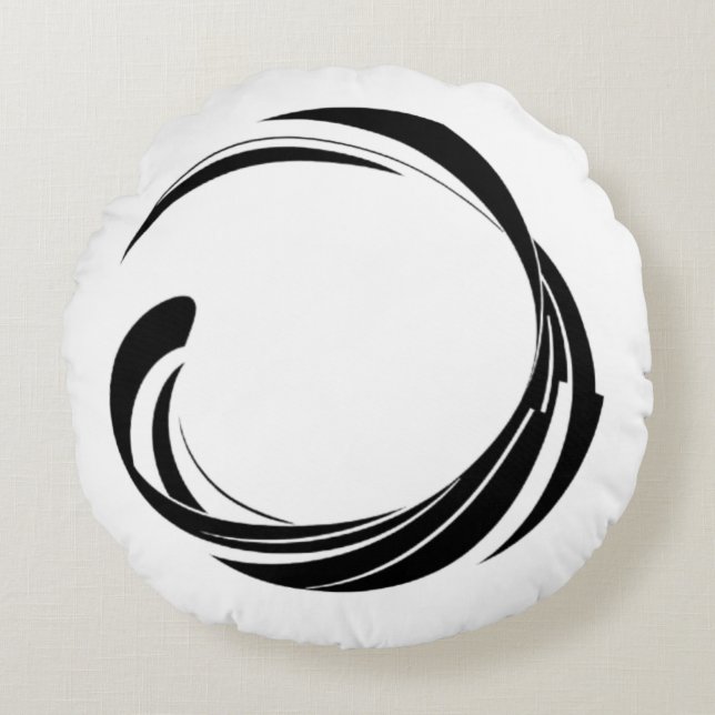 Abstract Swirl Circle Design – curved ring artwork Rundes Kissen (Vorderseite)