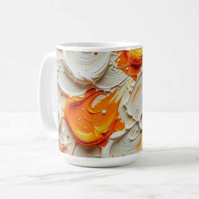 Abstract Swirling Teal and Orange Glossy Fluid Spl Kaffeetasse (Vorderseite Links)