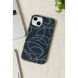 Abstract Swirling Vine | Minimalist Line Art Navy Case-Mate iPhone Hülle