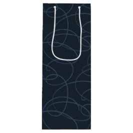 Abstract Swirling Vine | Modern Line Art Dark Navy Geschenktüte Für Weinflaschen