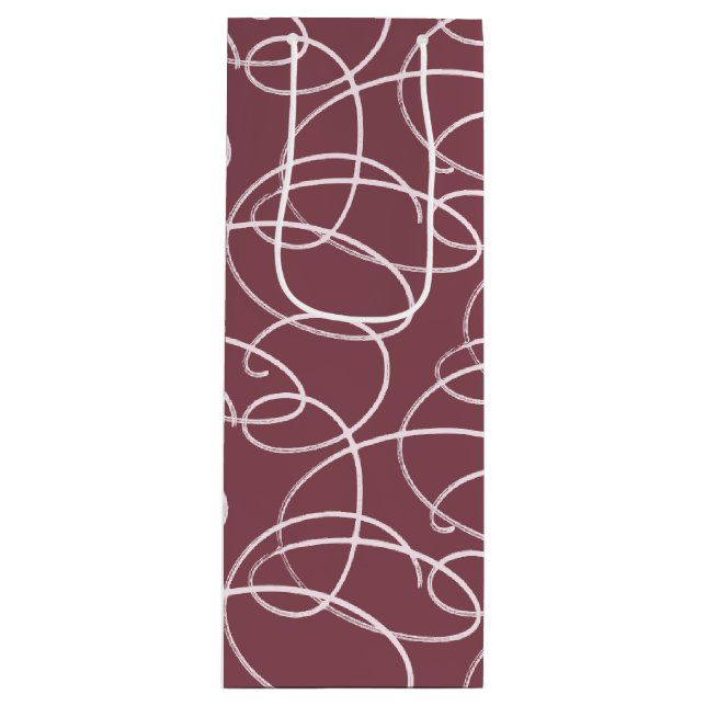 Abstract Swirling Vine | Modern Line Art Mauve Geschenktüte Für Weinflaschen (Vorderseite)