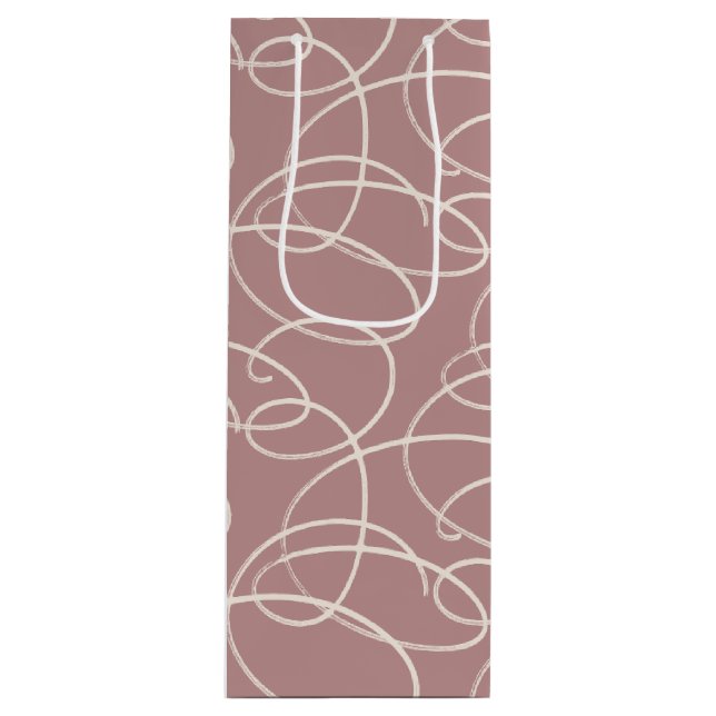 Abstract Swirling Vine | Modern Line Art Pink Geschenktüte Für Weinflaschen (Vorderseite)