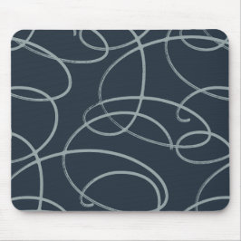 Abstract Swirling Vine | Modern Texture Desk Navy Mousepad