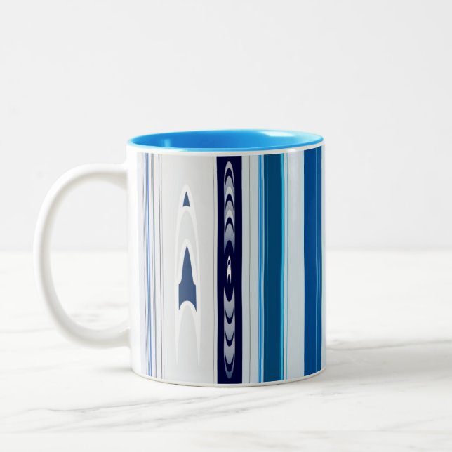 Abstract Symphony in Blue 5 (Vertical Lines) Zweifarbige Tasse (Links)