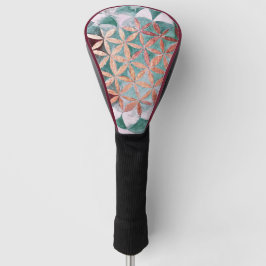 Abstract Teal Rose Gold Watercolor Rosette Pattern Golf Headcover