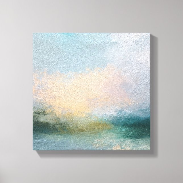 Abstract Textured Canvas Art | Ethereal Teal,Peach Leinwanddruck (Vorderseite)