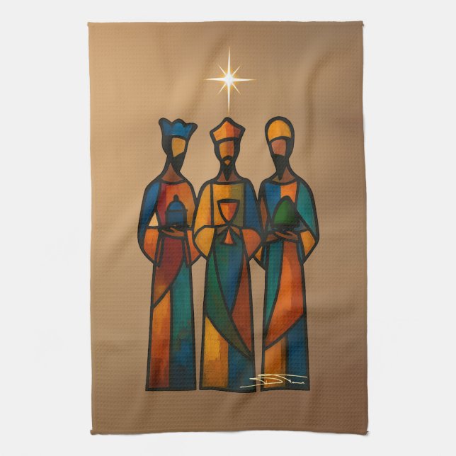 Abstract Three Wise Men Geschirrtuch (Vertikal)