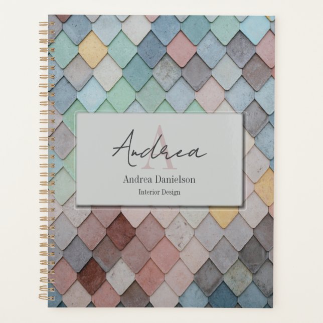 Abstract Tiles Monogrammed Office Planer (Vorderseite)