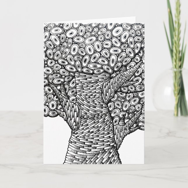 Abstract Tree Drawing Oval Shapes Design Card Karte (Vorderseite)