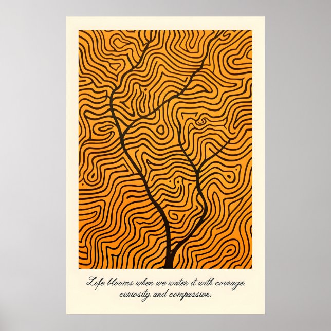 Abstract Tree Line Art Print Inspirational Growth Poster (Vorne)