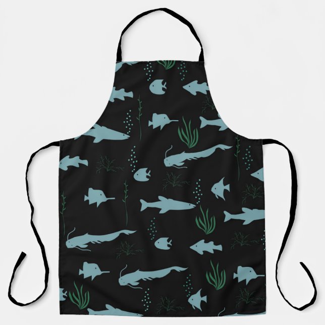 Abstract underwater pattern with fishes and seawee schürze (Vorderseite)
