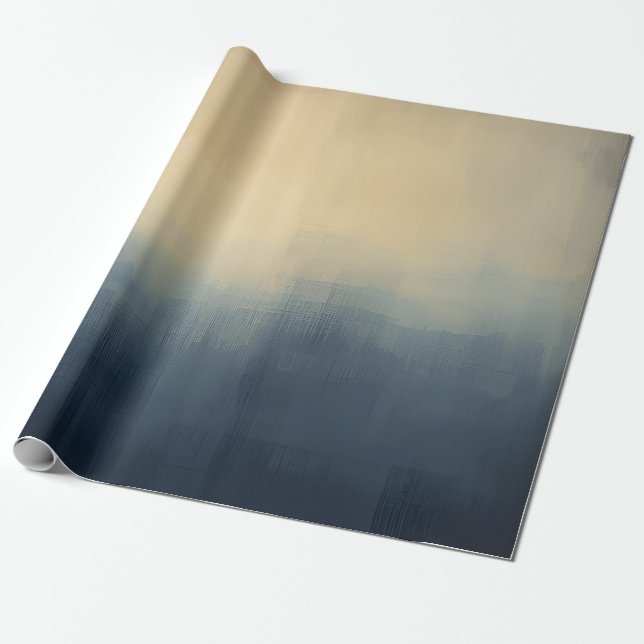 Abstract Urban Mist Gift Wrap – Moody Blue & Beige Geschenkpapier (Ungerollt)