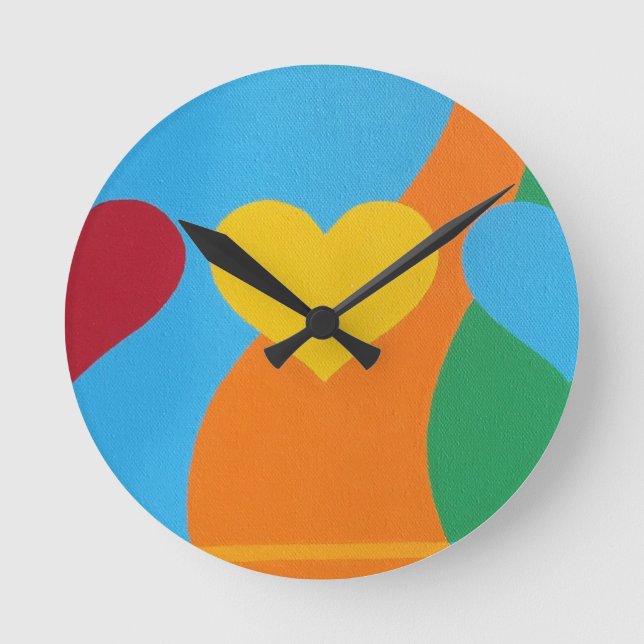 Abstract Vibrant Heart Shapes Round Clock Runde Wanduhr (Vorderseite)
