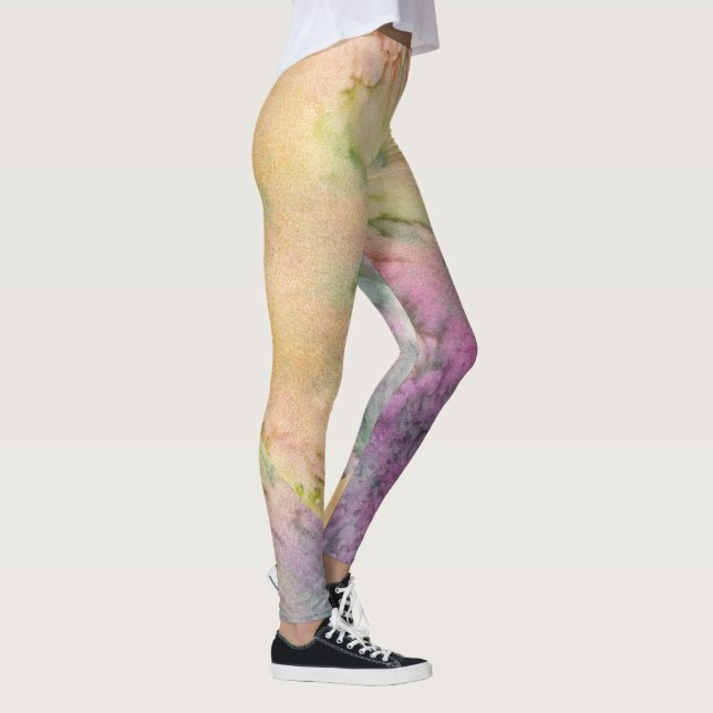 Abstract Vibrant Pattern Psychedelic Color Burst Leggings (Rechts)