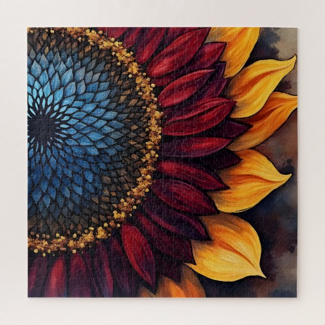 Abstract Vibrant Sunflower and Sunflower Seeds  Puzzle (Vertikal)