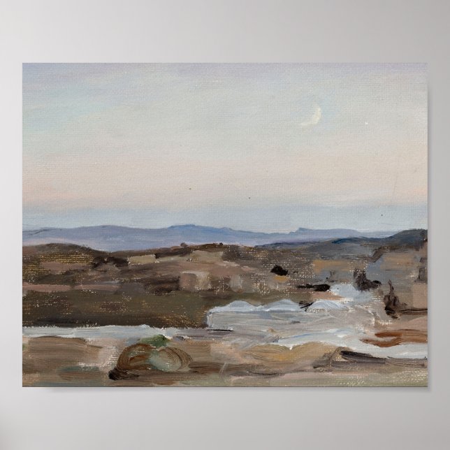 Abstract vintage landscape sunset art print poster (Vorne)