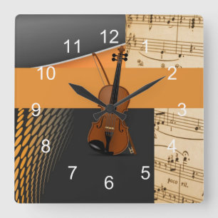 Abstract Violin Design Watch Quadratische Wanduhr