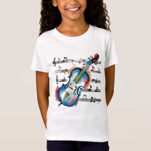 Abstract Violin Girls' Jersey T-Shirt (Vorderseite)