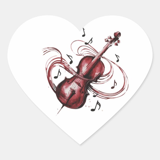 Abstract violin heart-shaped stickers (Vorderseite)