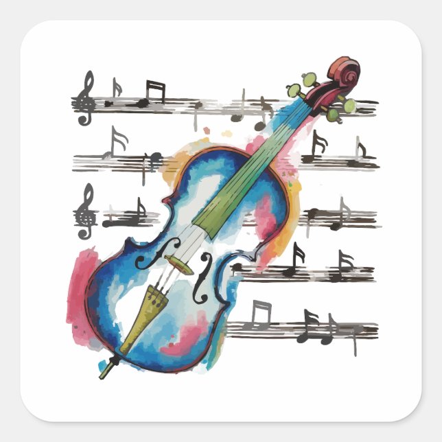Abstract Violin Square Sticker (Vorderseite)