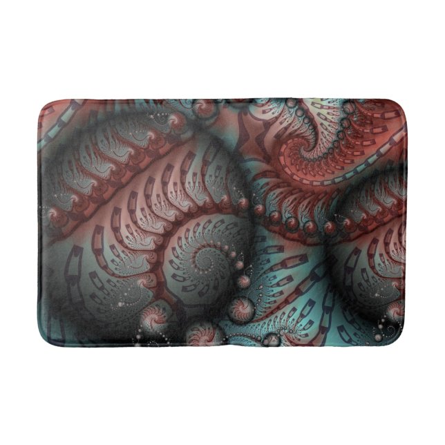 Abstract Vivid Fantasy Fractal Art Brown Blue Badematte (Vorderseite)