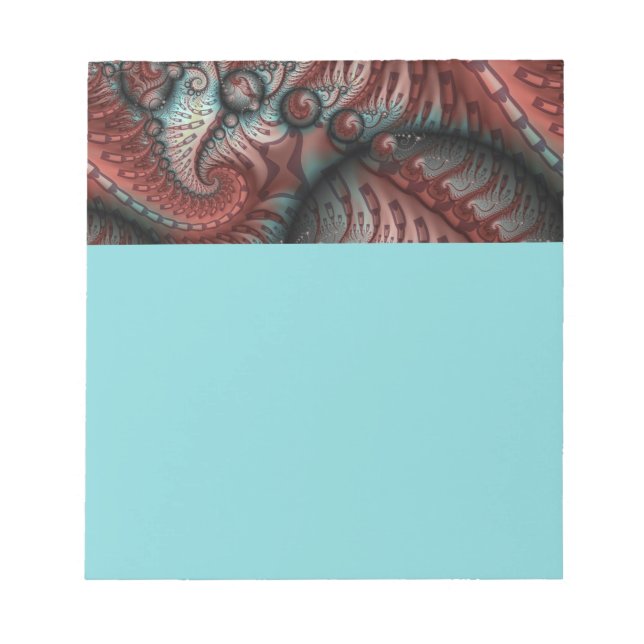 Abstract Vivid Fantasy Fractal Art Brown Blue Notizblock (Vorderseite)