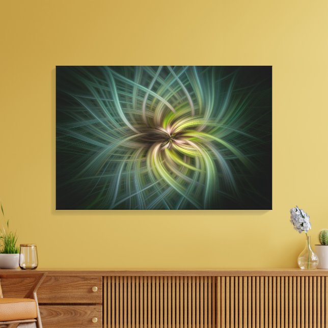 ABSTRACT VORTEX-BLUMEN-KUNST – TEALGRÜN DIGITAL LEINWANDDRUCK (Insitu (Wohnzimmer))