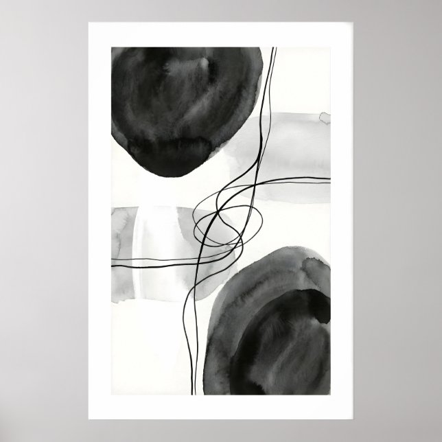 Abstract Wall Art Print Graphite Circles and Fine Poster (Vorne)