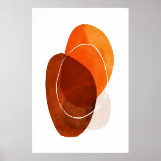 Abstract Wall Art Print Orange and Brown Ovals Poster