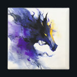 Abstract Watercolor Black Horse Portrait Magnet<br><div class="desc">Mystic abstract watercolor portrait of a powerful black horse,  flowing in deep shades of purple with luminous golden accents.</div>