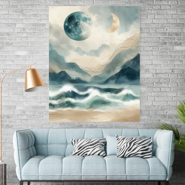 Abstract Watercolor Coastal Waves Poster Print (Von Creator hochgeladen)
