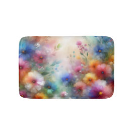 Abstract Watercolor Florals Bath Mat Badematte