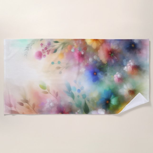 Abstract Watercolor Florals Beach Towel Strandtuch (Vorderseite)