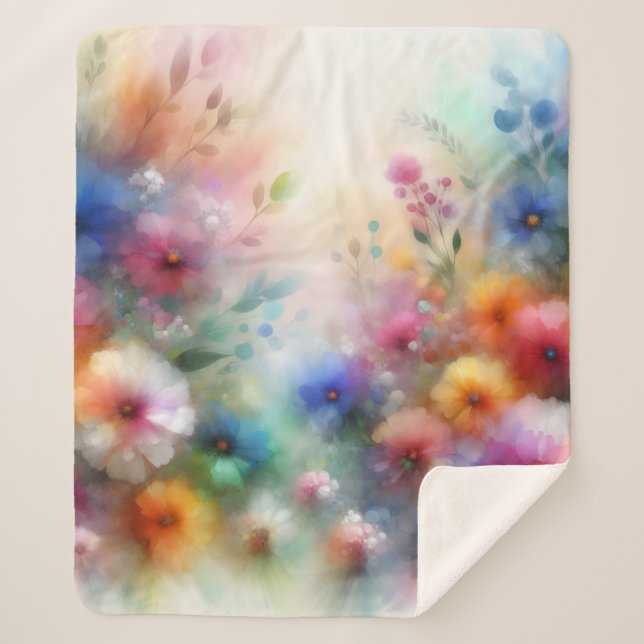 Abstract Watercolor Florals Print Sherpadecke (Vorderseite)