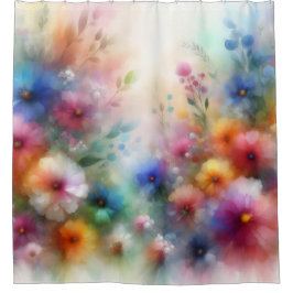 Abstract Watercolor Florals Shower Curtain Duschvorhang