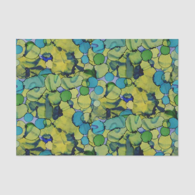 Abstract Watercolor Green Teal Blue Tissue Paper Seidenpapier (Vorderseite)