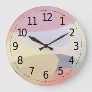 Abstract Watercolor Pastel Artwork Wall Clock Große Wanduhr