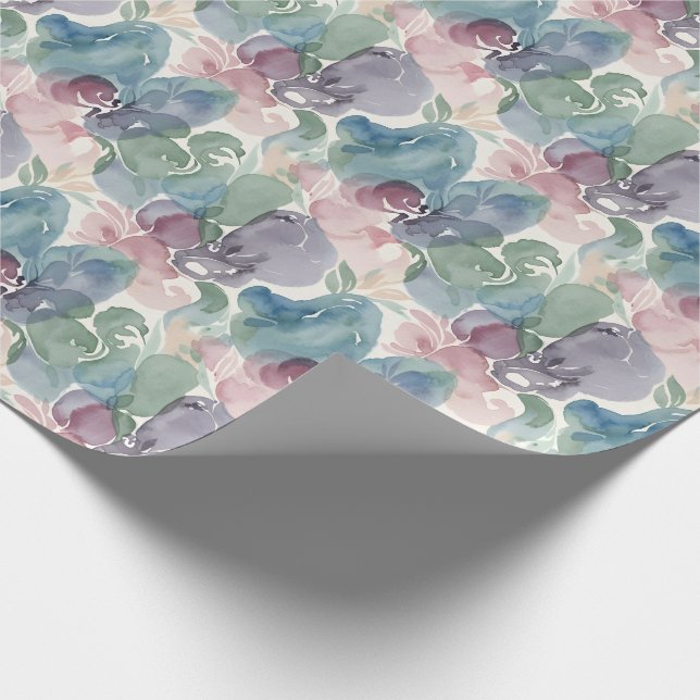 Abstract Watercolor Pattern Teal Mauve Pink Geschenkpapier (Ecke)