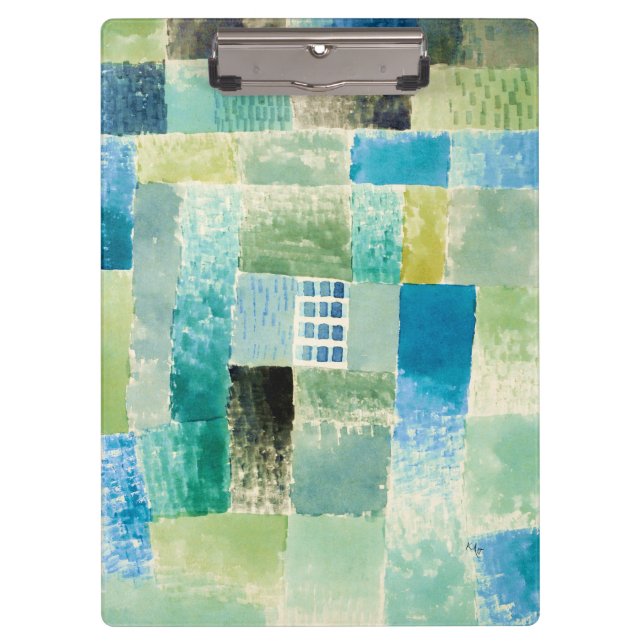 Abstract watercolor window by Paul Klee Klemmbrett (Vorderseite)