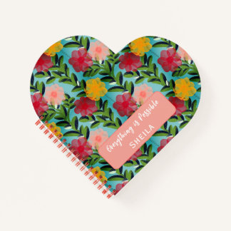 Abstract Watercolour Florals Notebook Blue Notizbuch