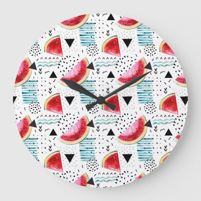 Abstract Watermelon Pattern Große Wanduhr (Vorderseite)